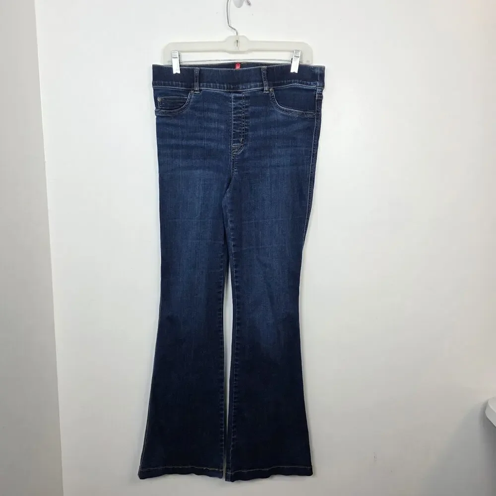 Spanx Blue Stretchy‎ Comfy High Rise Casual Flattering Flare Jeans Size Large